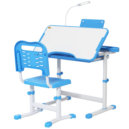 Escritorio infantil ajustable con silla y lámpara LED