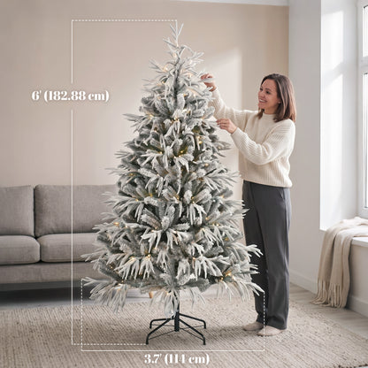 Pre-lit flocked artificial Christmas tree