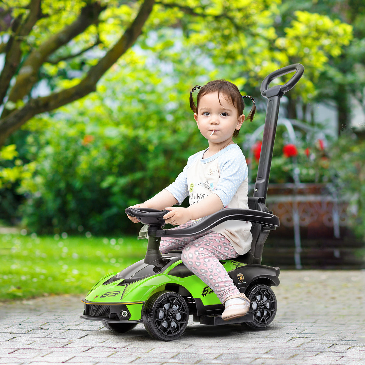 3-in-1 Toddler Push Ride-On Car with Horn and Safety Rails
