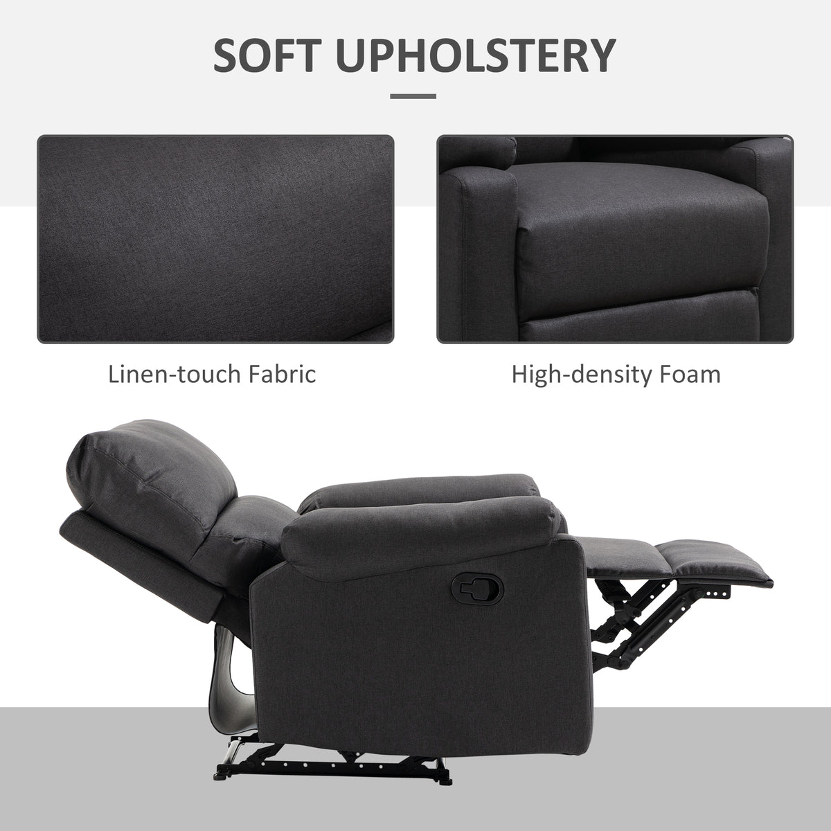 Manual Reclining Chair with Linen Footrest