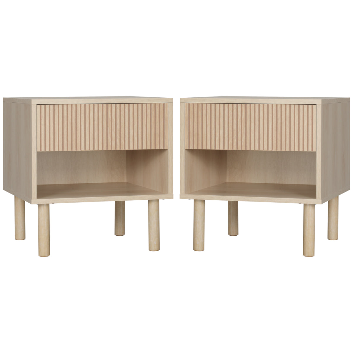 Nightstands with drawer and shelf set of 2