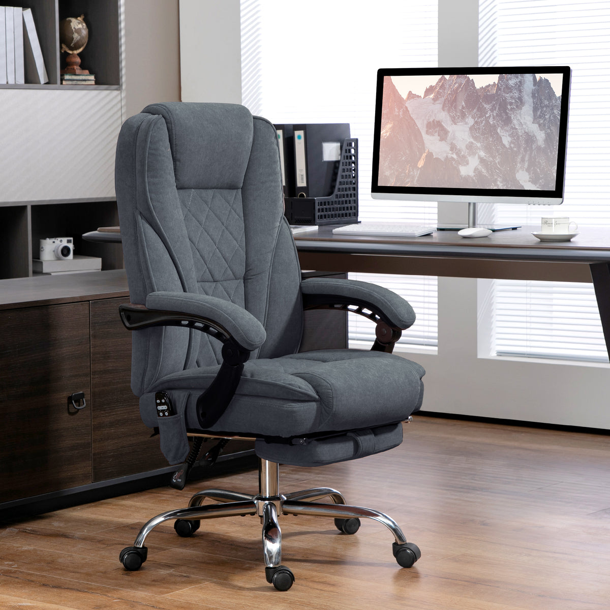 Silla de oficina de masaje reclinable con reposapiés ajustable