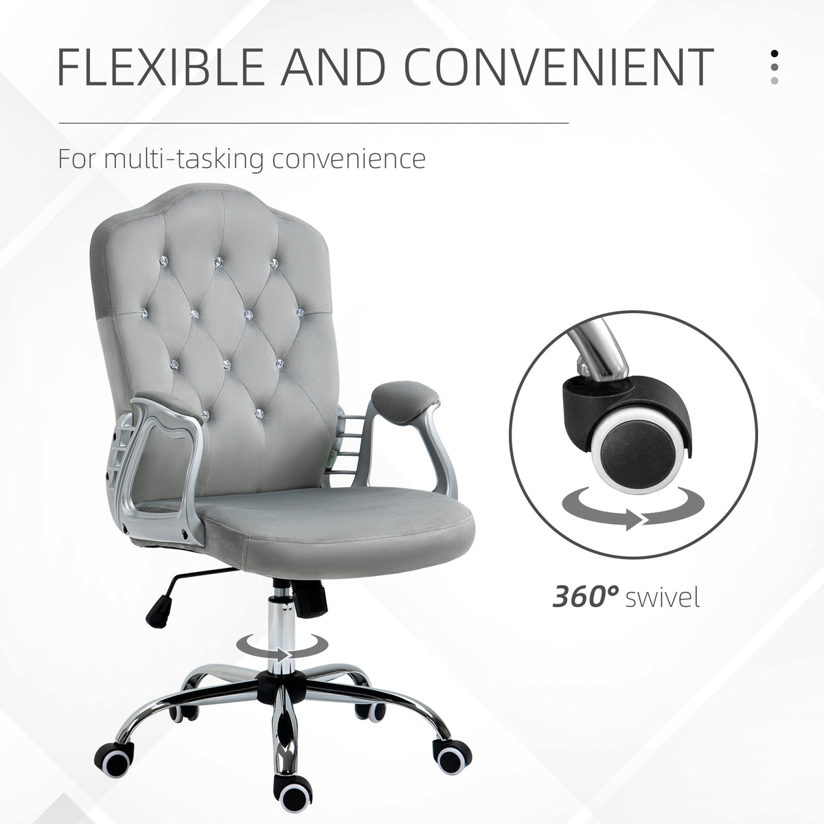 Office chair velvet tufted adjustable swivel task