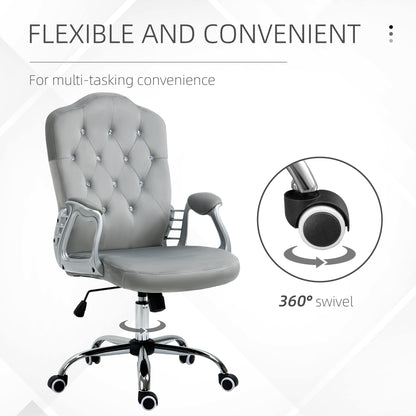 Office chair velvet tufted adjustable swivel task