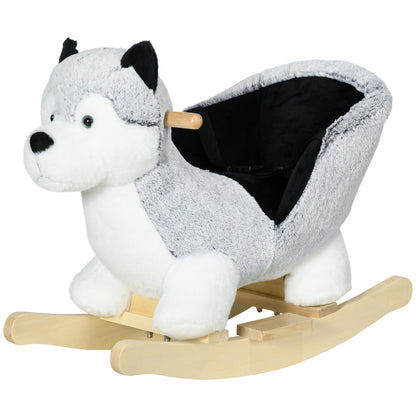Plush husky rocking horse with sound