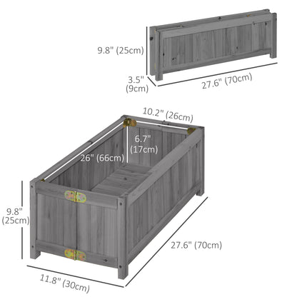 Foldable elevated wooden planter box for vegetables and herbs