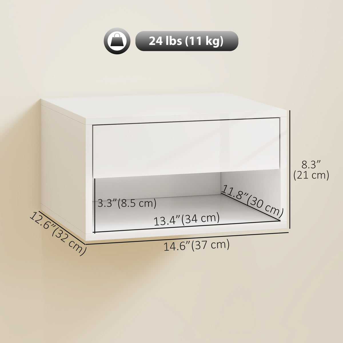 Floating bedside tables wall-mounted — Set of 2