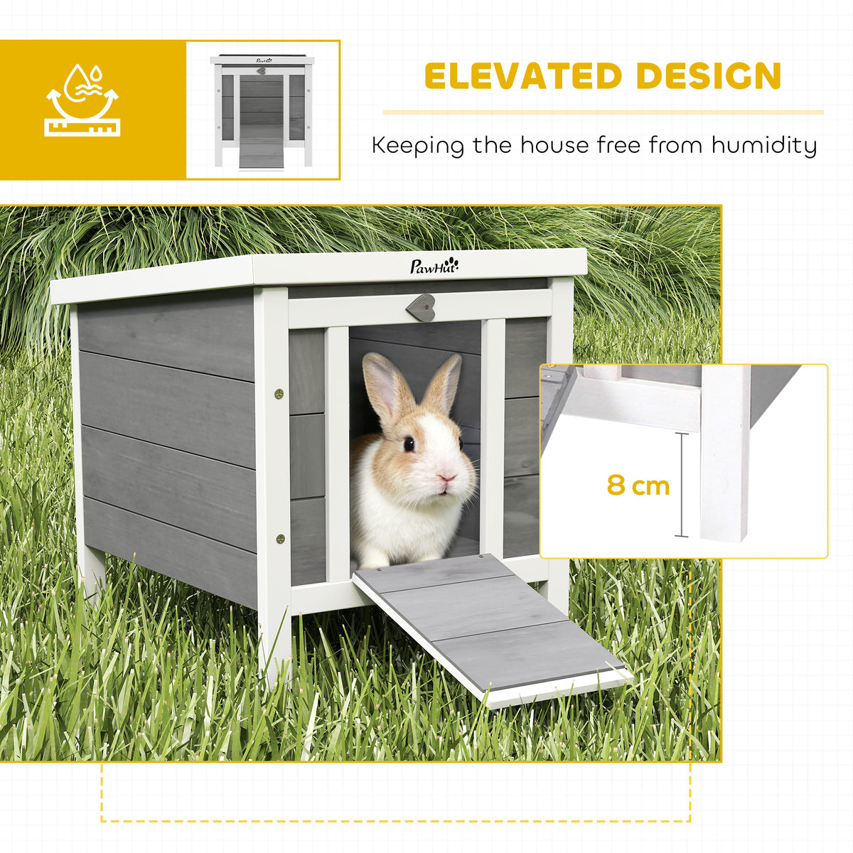 Rabbit Hutch Waterproof Hinged Roof — natural