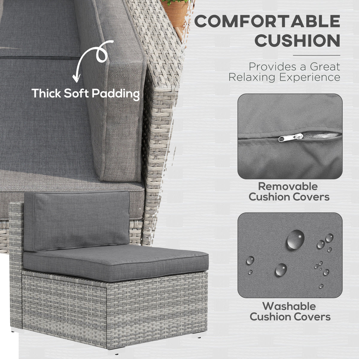 Patio furniture set 7 piece modular rattan with table