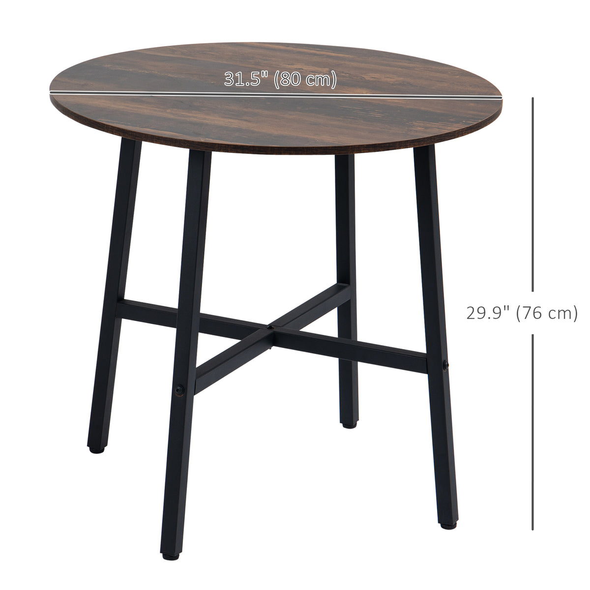 Round industrial style dining table 80 cm