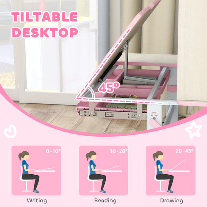 Escritorio y silla para niños con inclinación y altura regulables