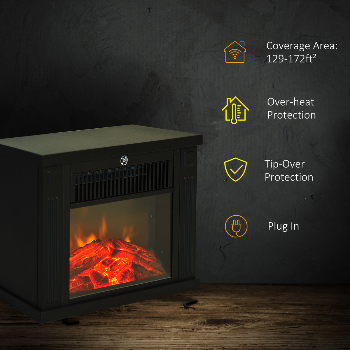 Mini Portable Standing Electric Fireplace 1000W