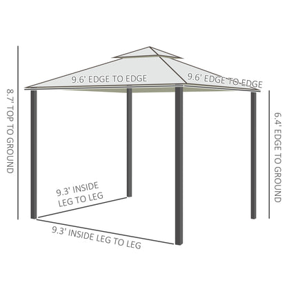 Gazebo de Patio 10x10 Pies Techo Doble
