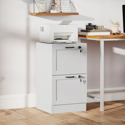 Vertical Filing Cabinet 2 Locking Drawers MDF