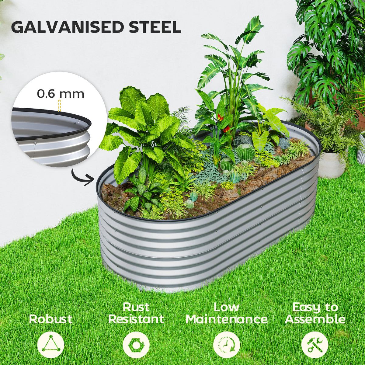 Jardinera elevada galvanizada 152 x 76 x 61 cm