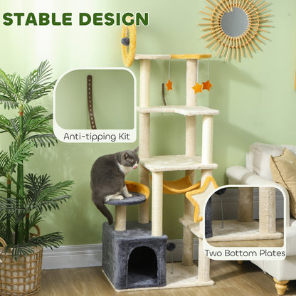Árbol para gatos temático de luna y estrellas de varios niveles
