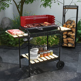 Portable charcoal barbecue grill with adjustable height