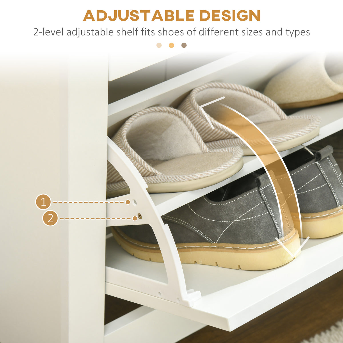 Zapatero con 2 cajones abatibles y estantes ajustables