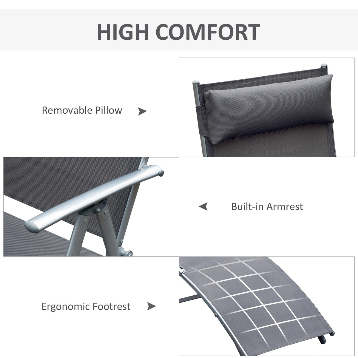 Tumbona plegable ajustable de acero — 7 posiciones