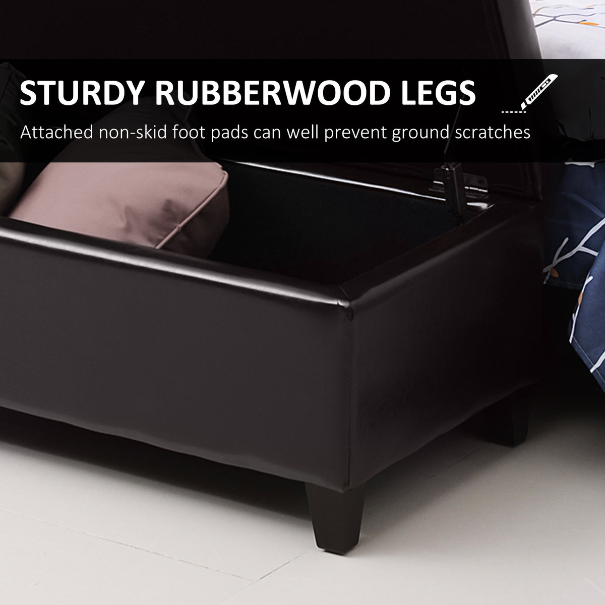PU leather storage ottoman bench