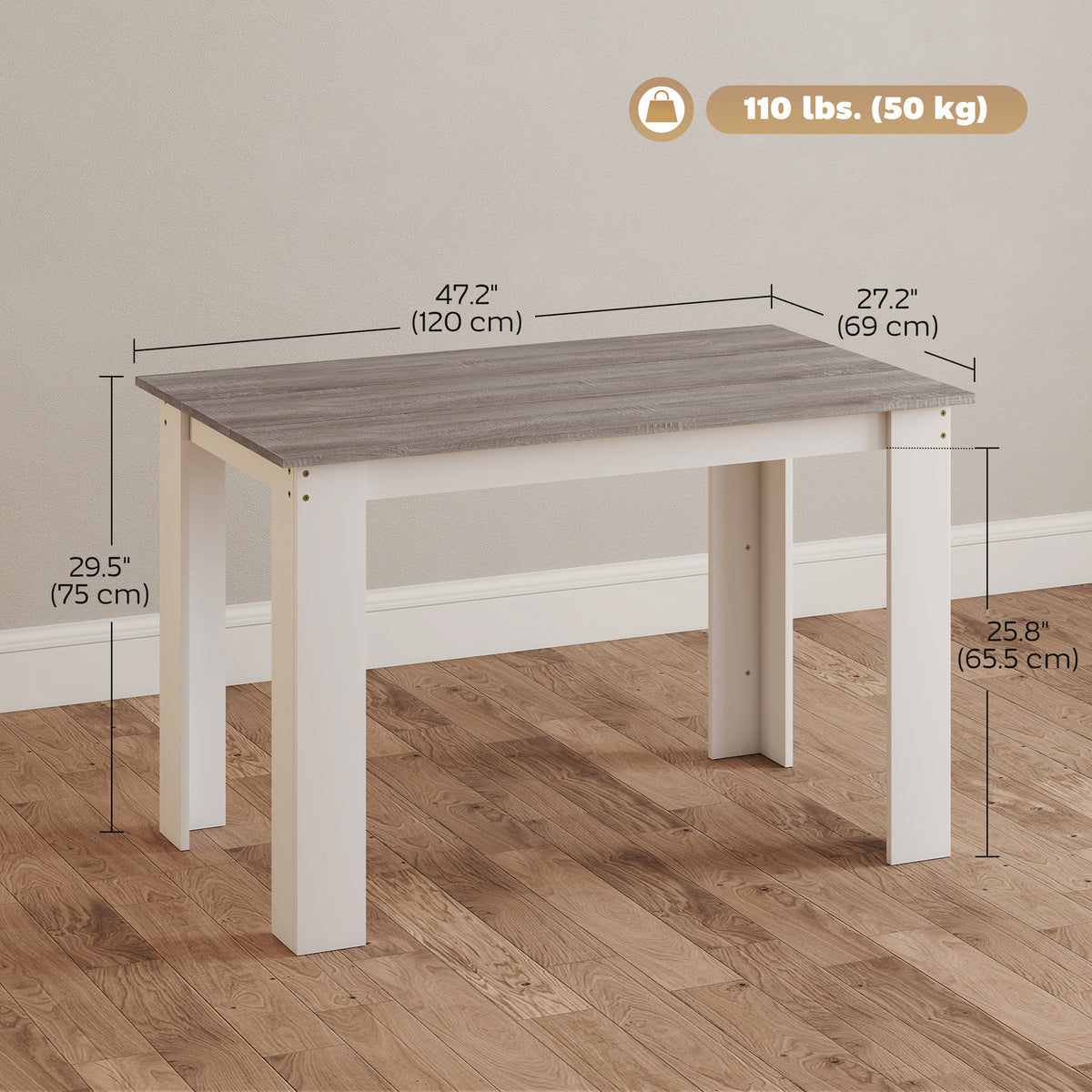 Dining Table 47 inch Engineered Wood 4-6 People