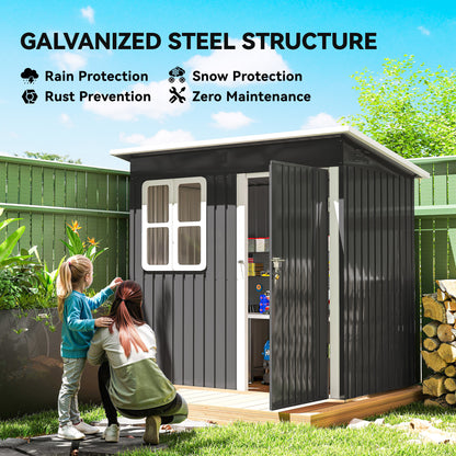 Galvanised Steel Outdoor Storage Shed 7' x 4' with Window