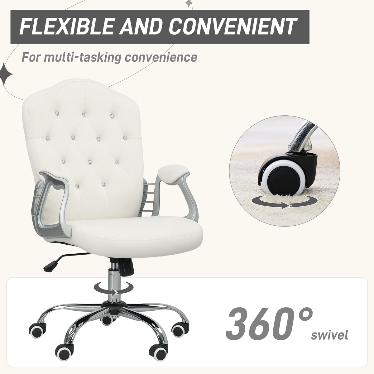 Office chair velvet tufted adjustable swivel task