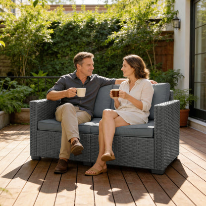 Outdoor Loveseat 2 Seater with Deep Cushions — Dark