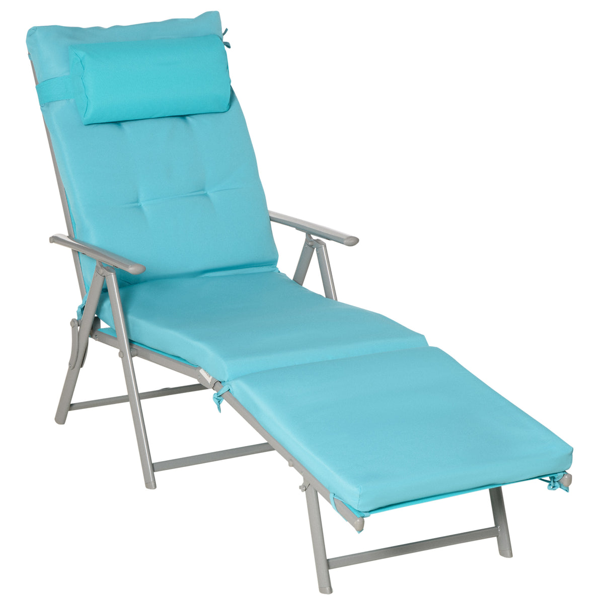 Folding Outdoor Chaise Lounger 7-Position Adjustable with Cushion