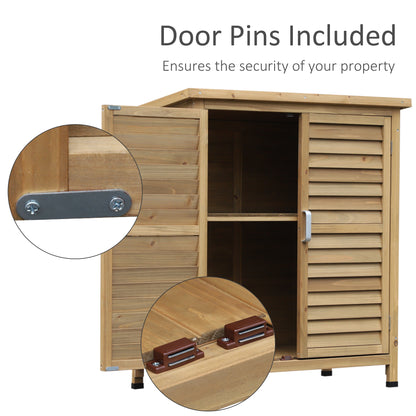 Wooden Garden Storage Shed with 2 Doors and Shelves
