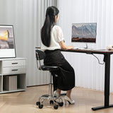 Adjustable Rolling Stool with Backrest and 360 Swivel