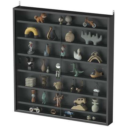 Vitrina expositora de pared de 7 niveles con puertas de vidrio