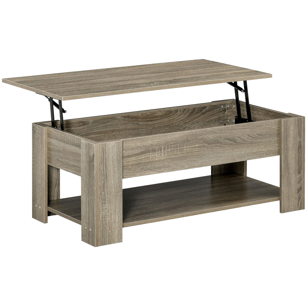Lift Top Coffee Table with Hidden Storage and Open Shelf