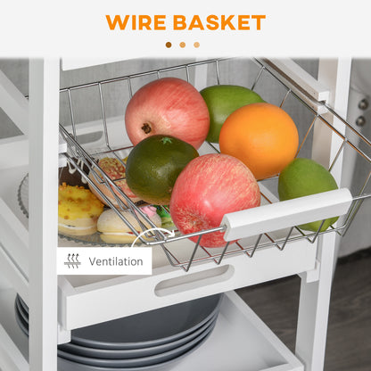 Rolling Kitchen Island Cart with Drawer and Baskets