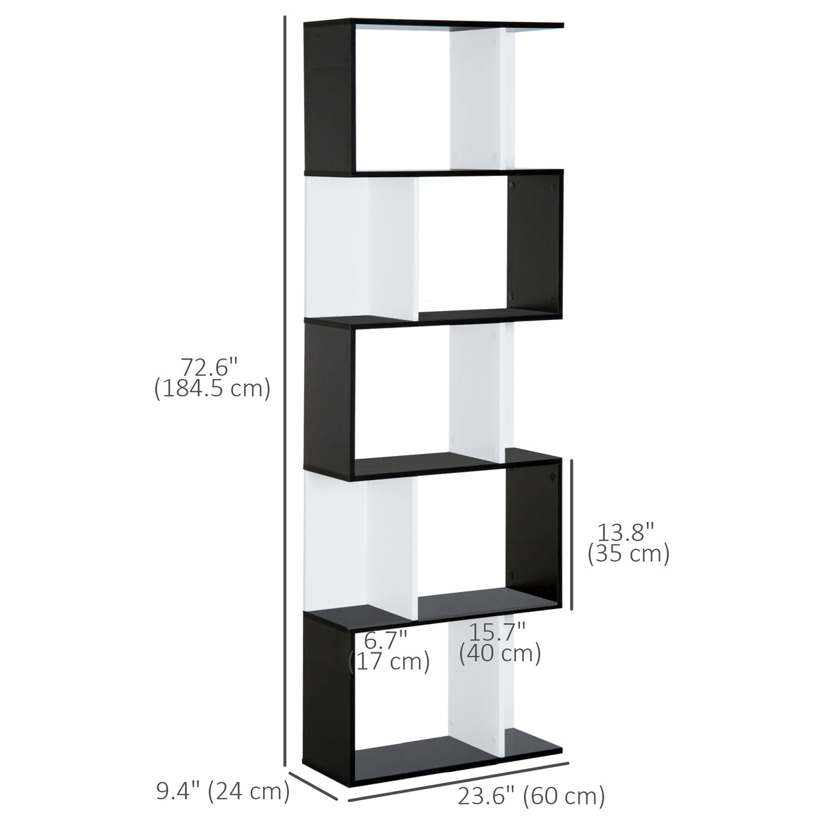 Librería geométrica de 5 niveles en forma de S