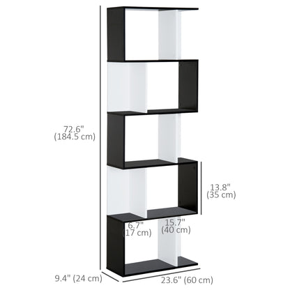 Librería geométrica de 5 niveles en forma de S