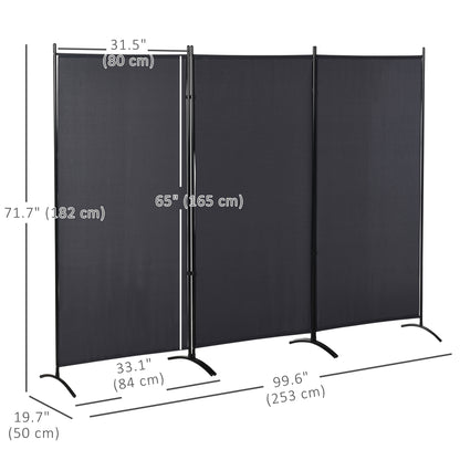 3-Panel Room Divider with Dual-Directional Hinges