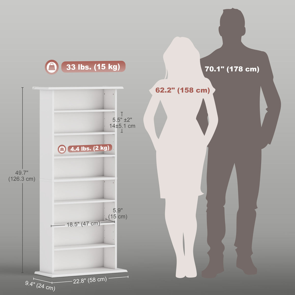 8-Tier Slim CD and DVD Storage Shelf