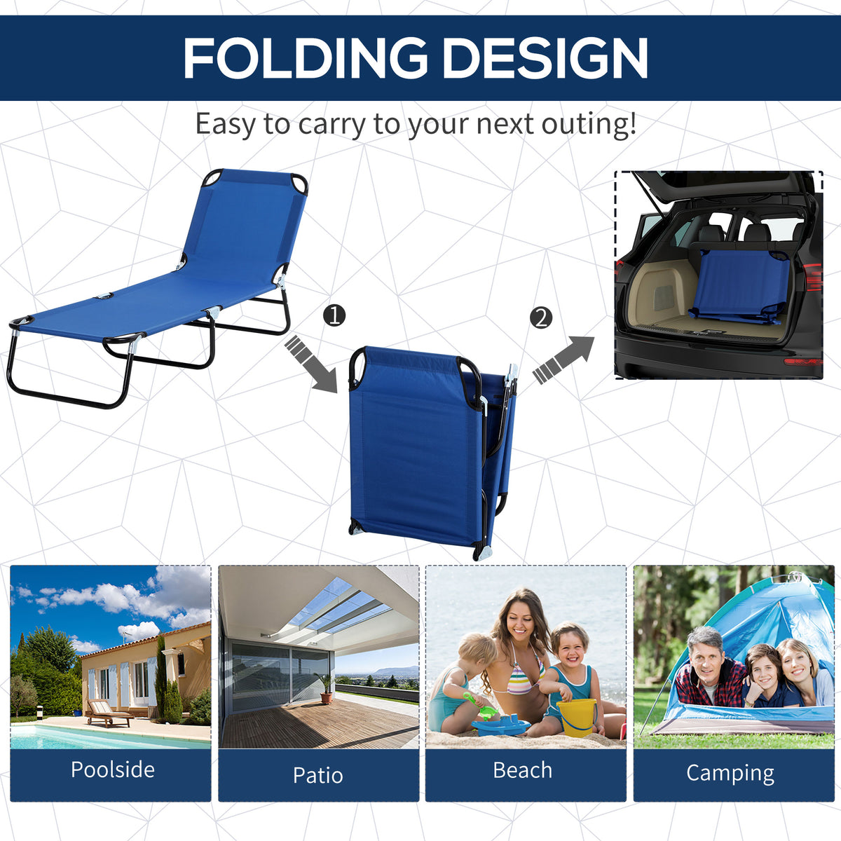 Folding Lounge Chair with Adjustable Sun Shade