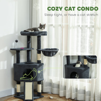 Multi-level cat tree with condo and hammock 47 inch