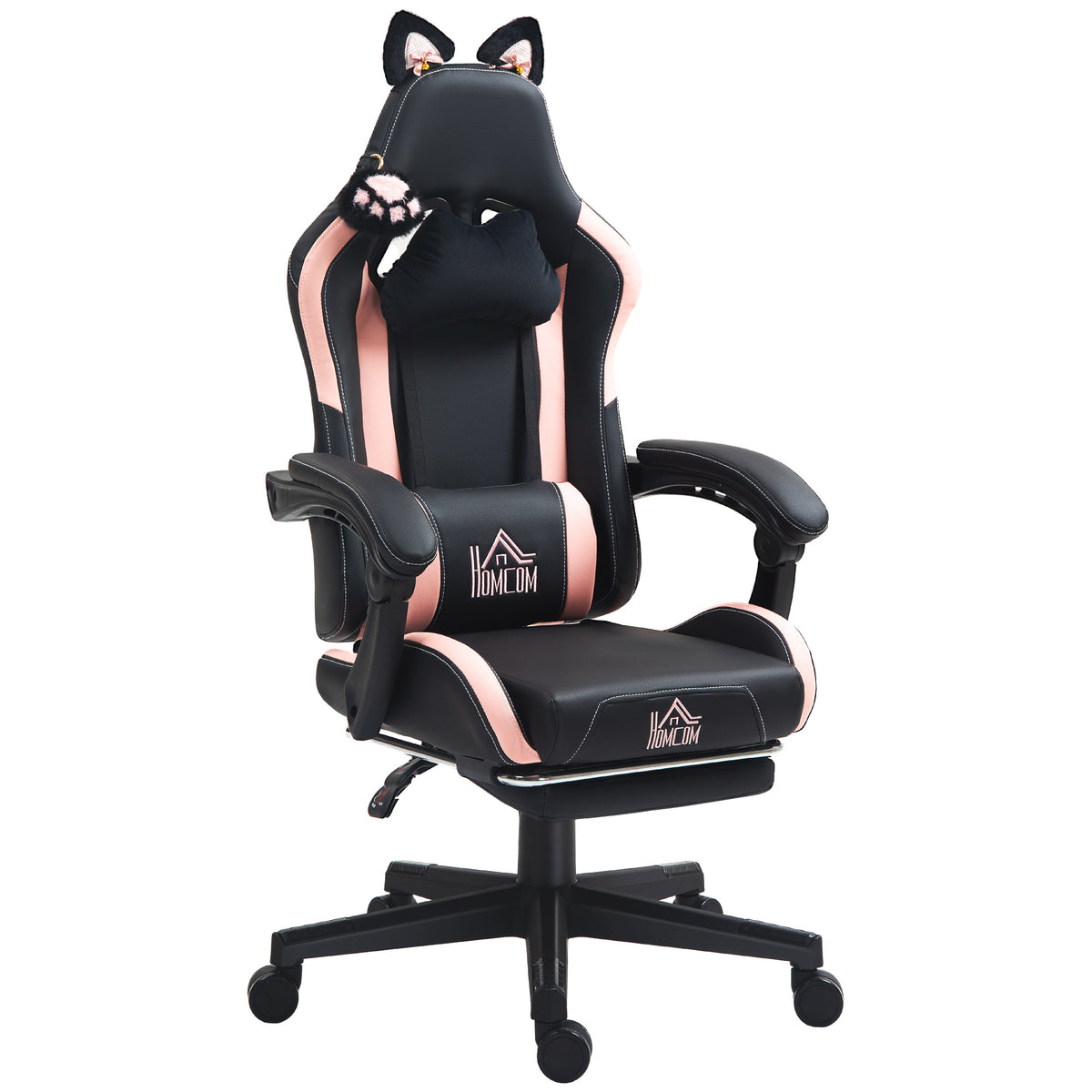 Cat style gaming chair with footrest