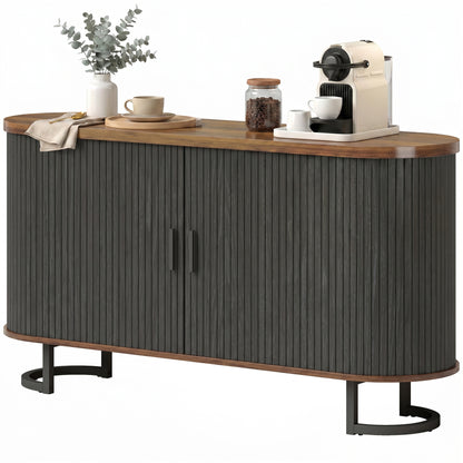 Fluted Sliding Door Sideboard Cabinet 55 in