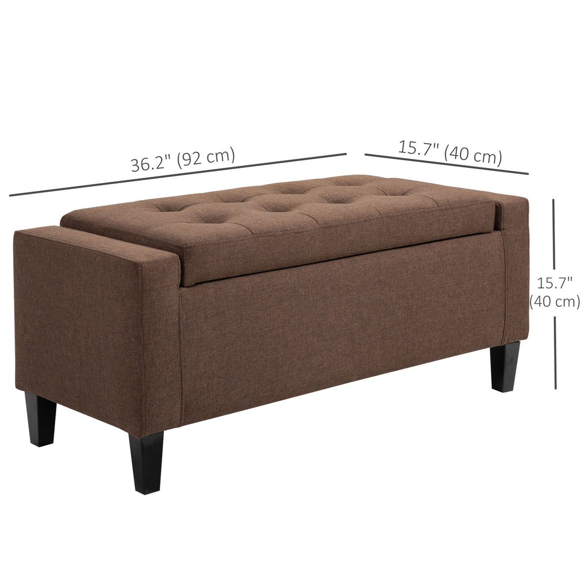Tufted Linen Storage Ottoman Bench