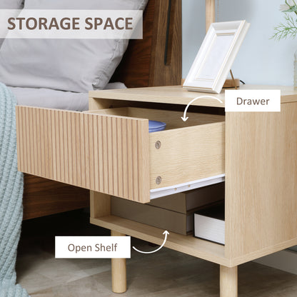 Bedside Table with Drawer and Open Shelf