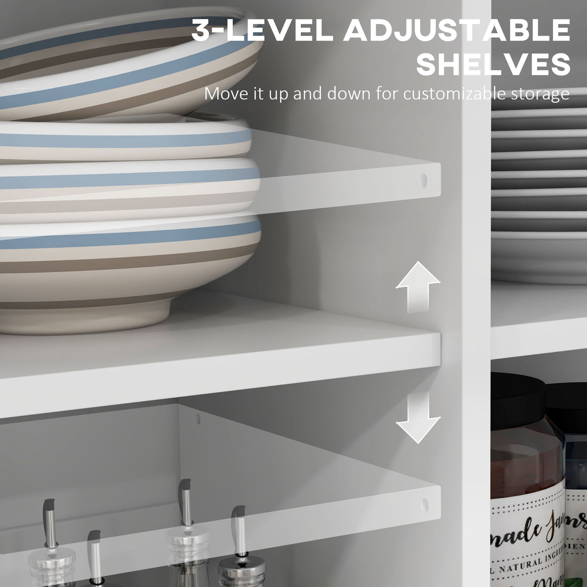 Rolling Kitchen Island with Adjustable Shelves