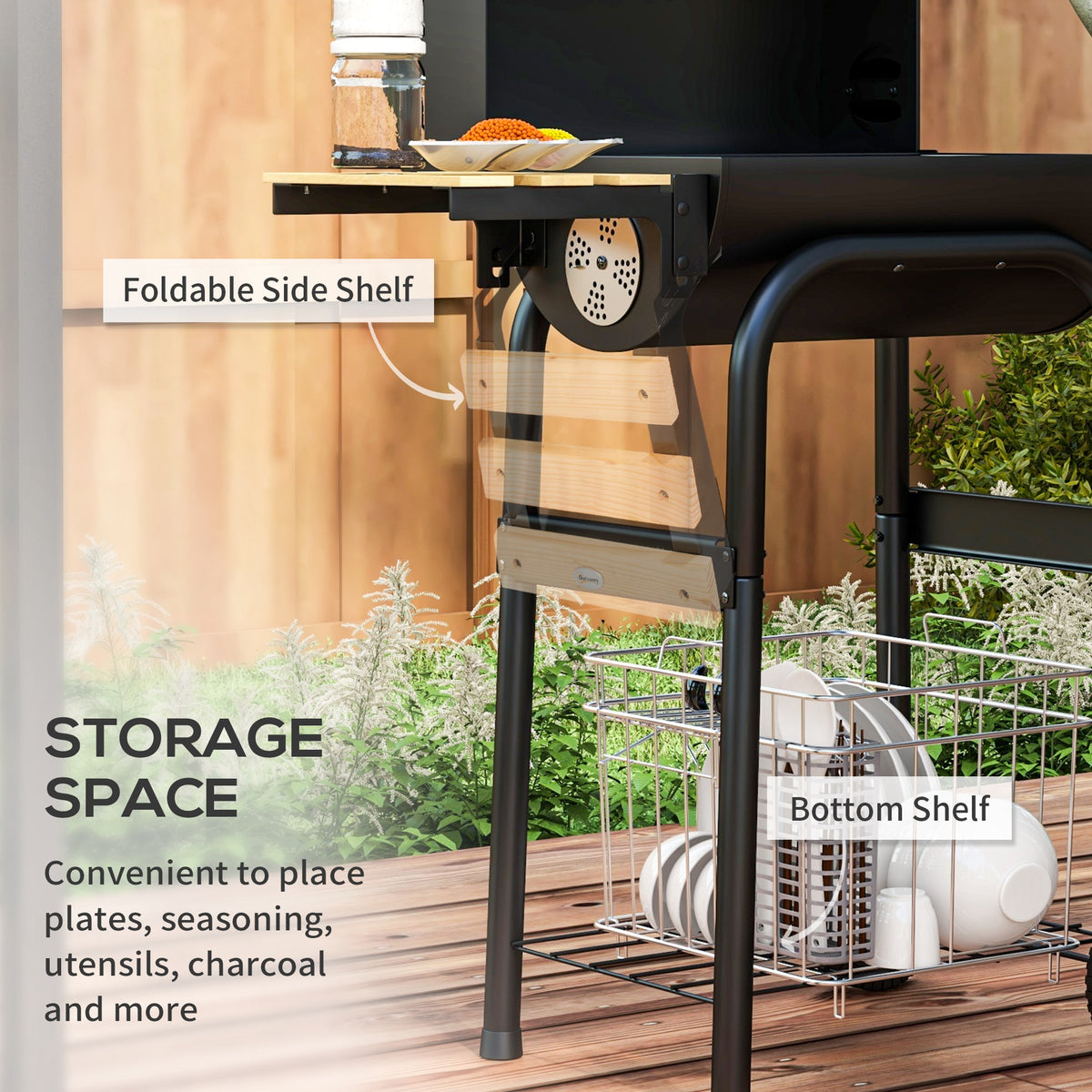 Charcoal BBQ with thermometer and wheels