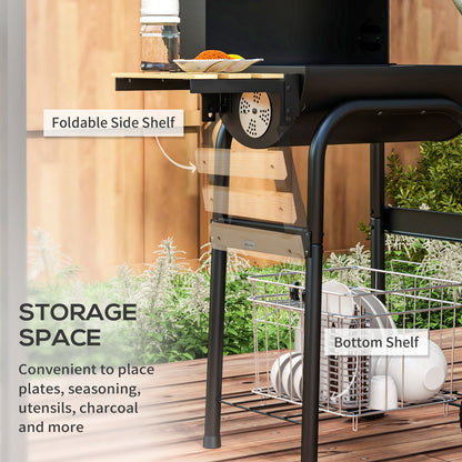Charcoal BBQ with thermometer and wheels