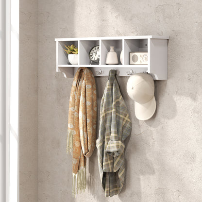 Wall Coat Rack with Shelf and 5 Hooks