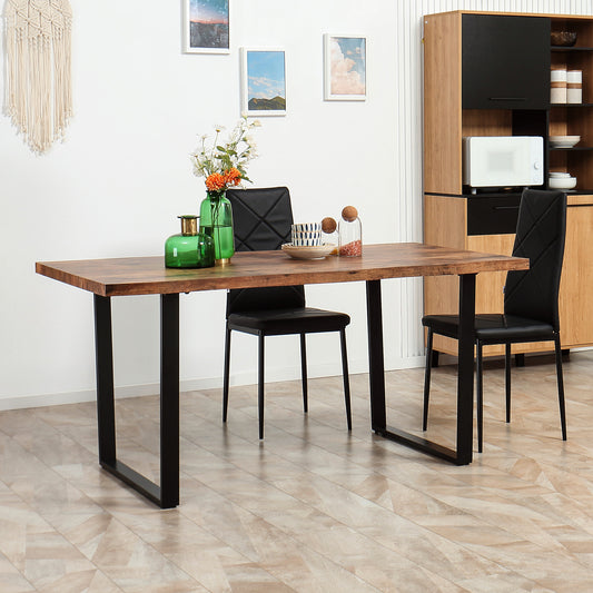 Industrial dining table wavy edge rustic wood