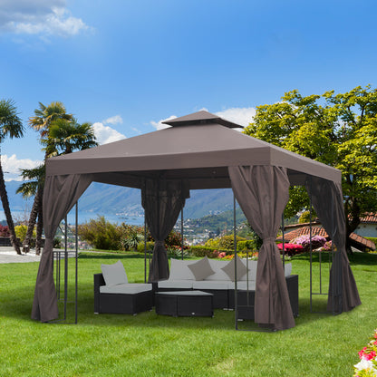 Patio Gazebo Double-Tier Roof 10 x 10 ft